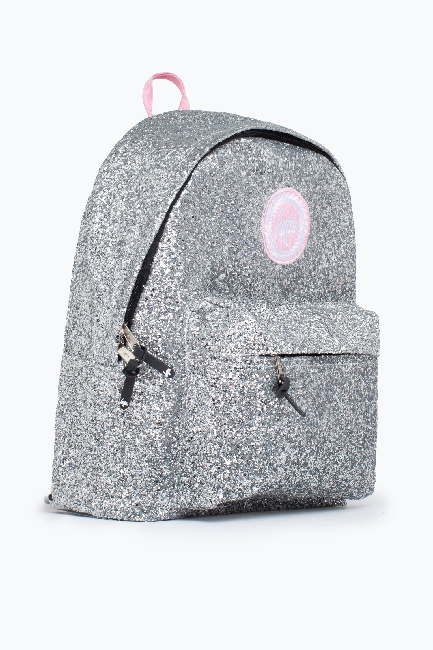 HYPE UNISEX SILVER GLITTER PINK CREST BACKPACK