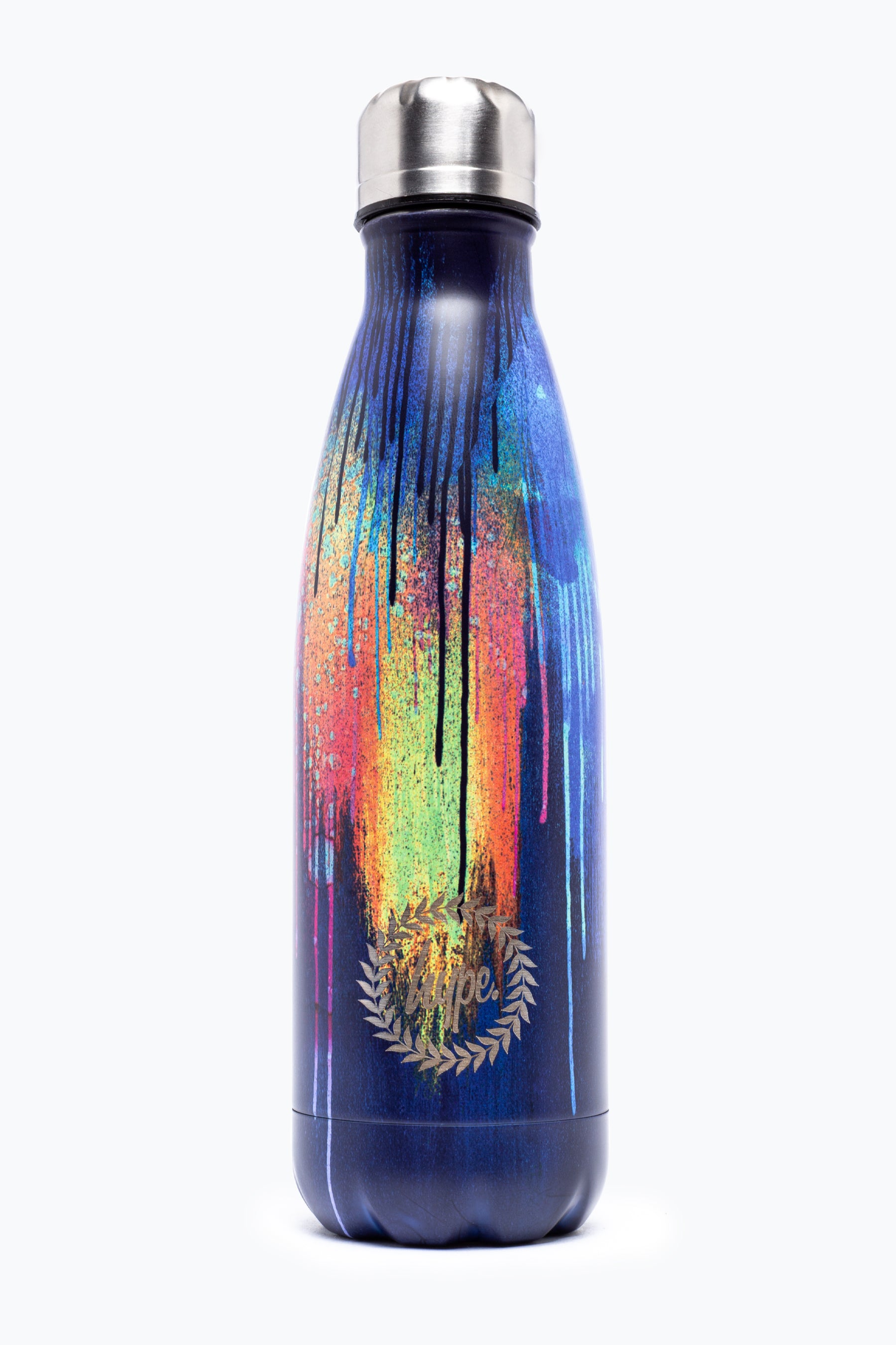 Hype Unisex Navy Watercolour Drips Crest Water Bottle | Hype.