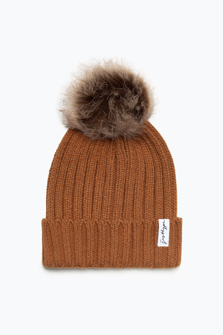 HYPE ADULT BROWN BOBBLE BEANIE