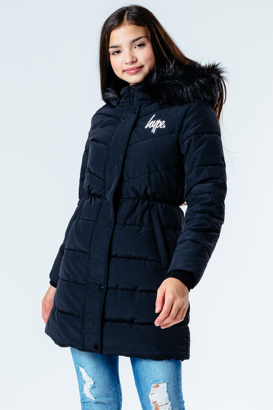 HYPE BLACK FITTED PARKA GIRLS JACKET