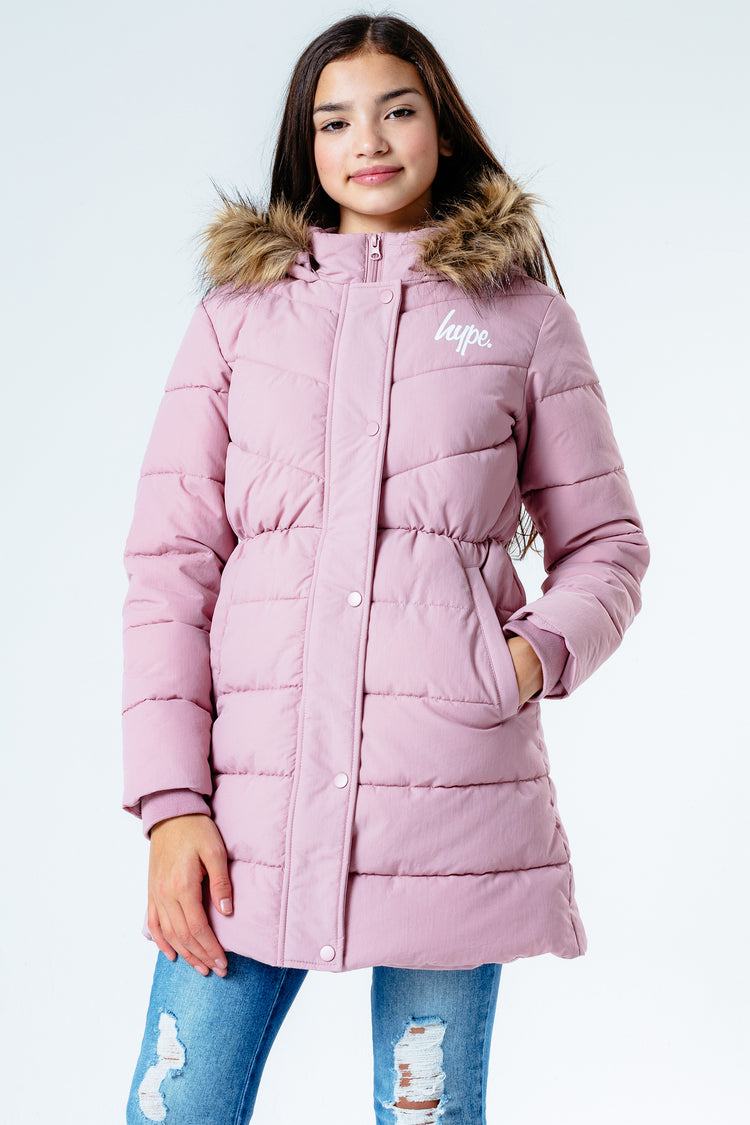 Hype Pink Fitted Parka Kids Jacket