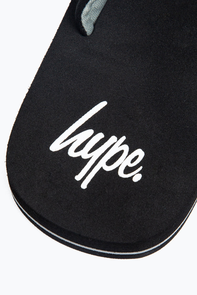 Hype Black Script Kids Foam Flip Flops