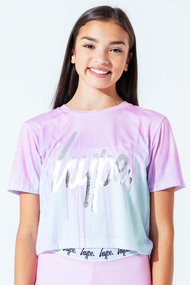 Hype Pastel Drips Kids Crop T-Shirt
