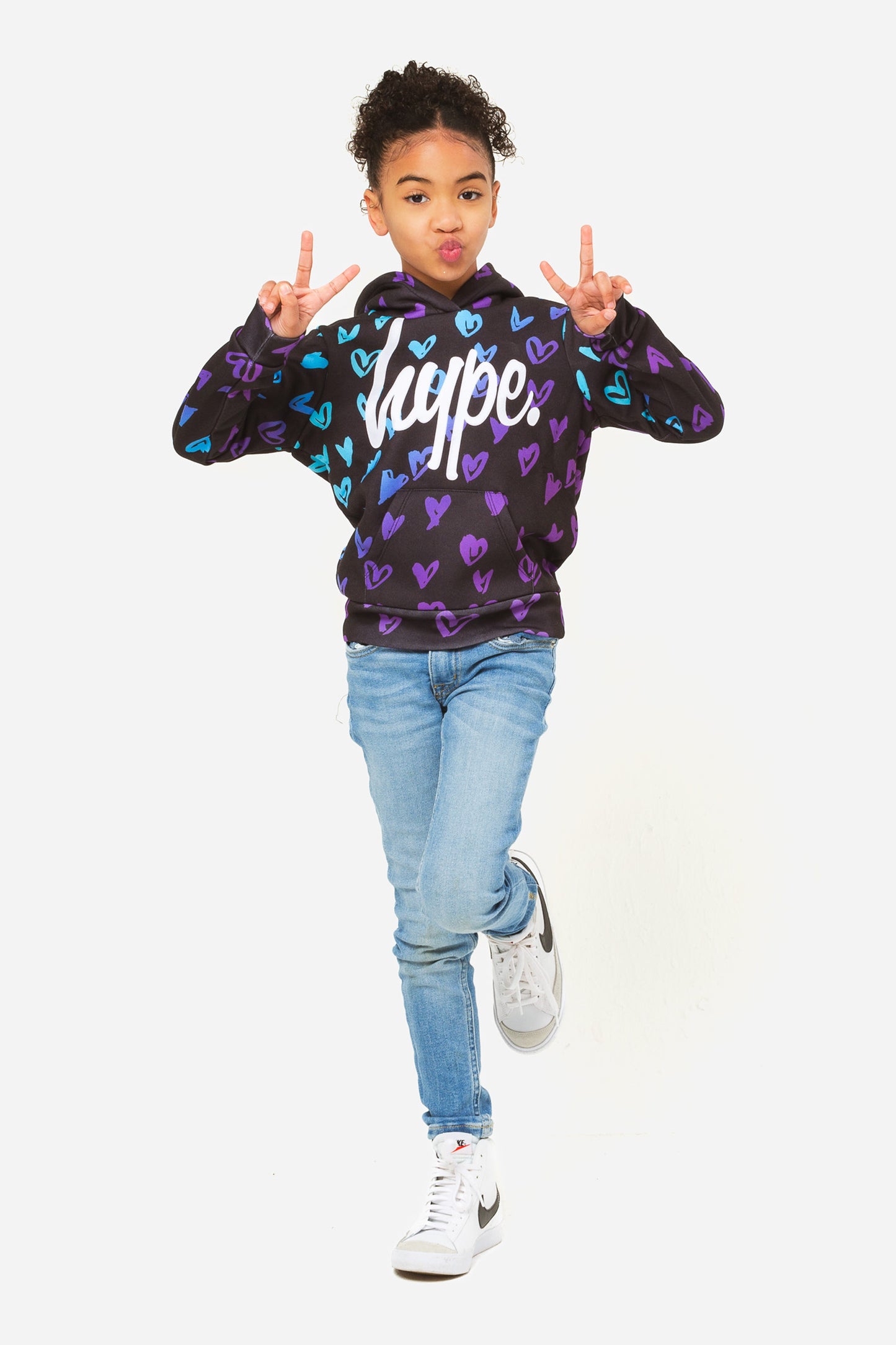 Hype Girls Scribble Heart Pink Script Hoodie