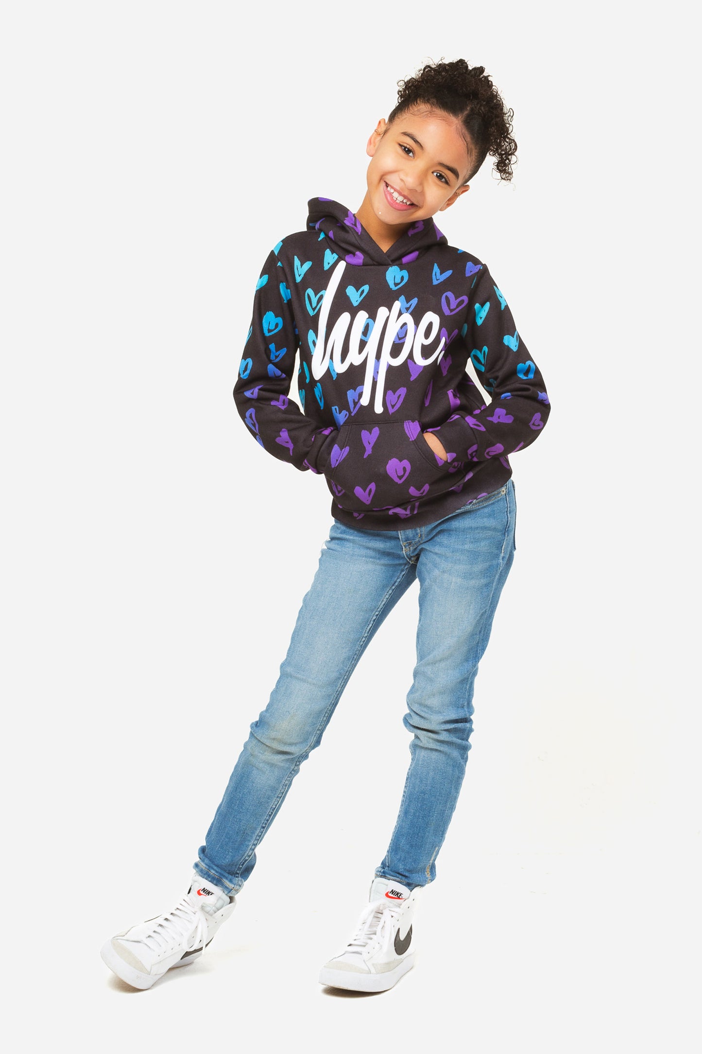 Hype Girls Scribble Heart Pink Script Hoodie