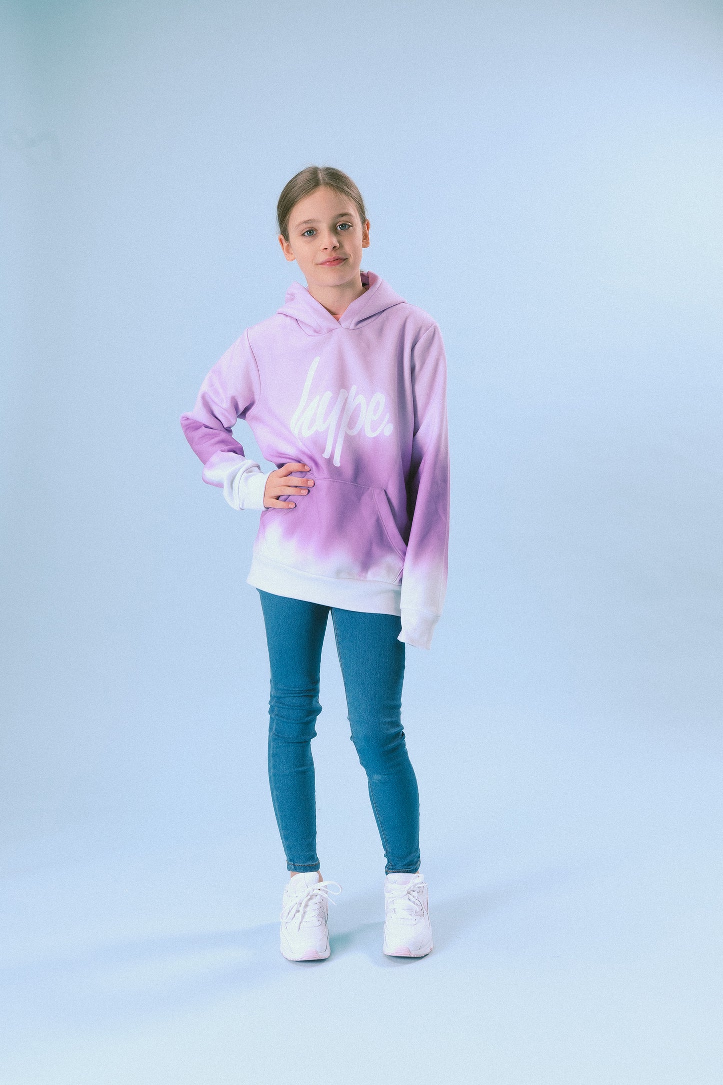 Hype Girls Ombre Pink Blur Script Hoodie