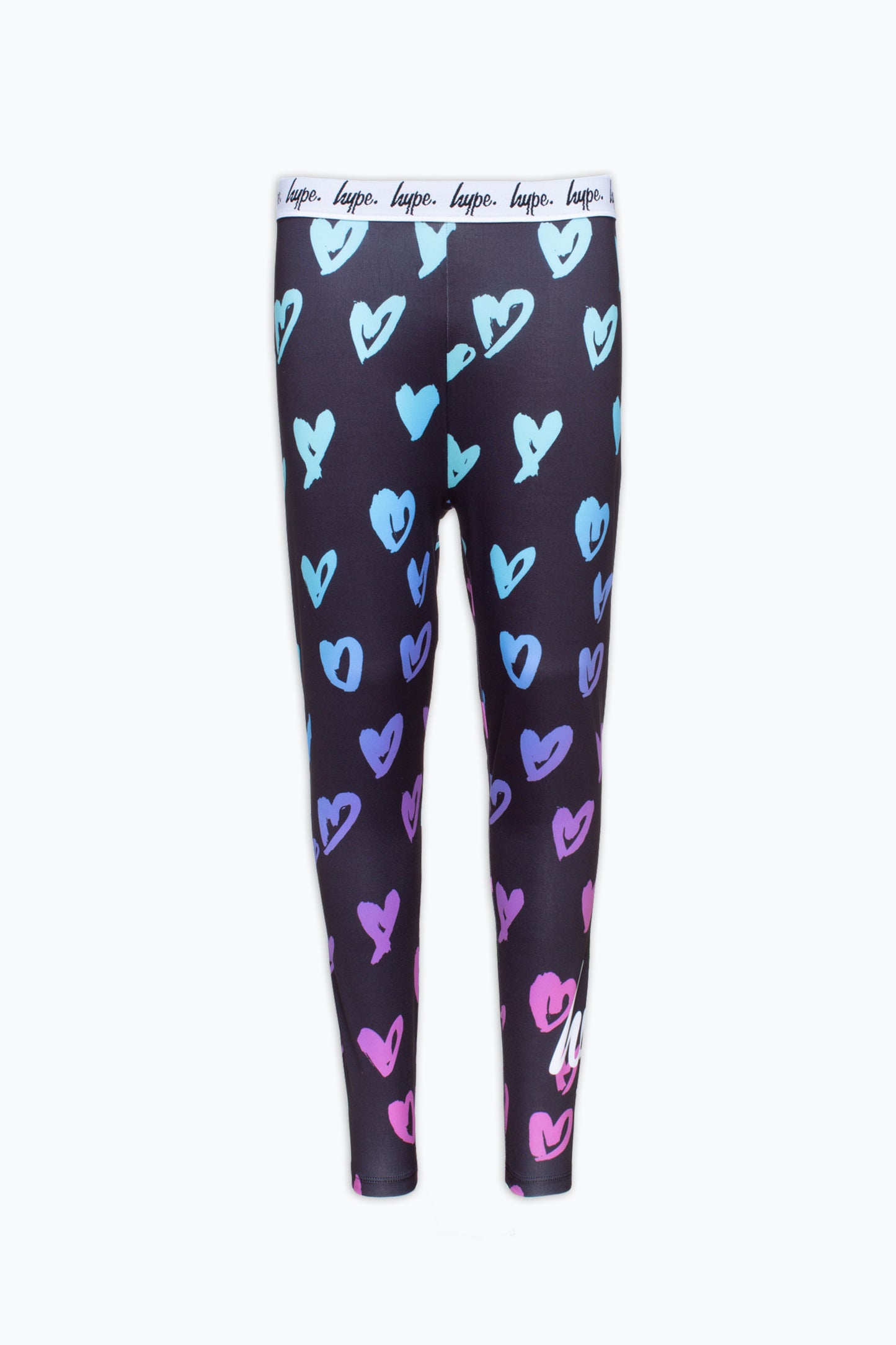 Hype Girls Scribble Heart Pink Script Leggings