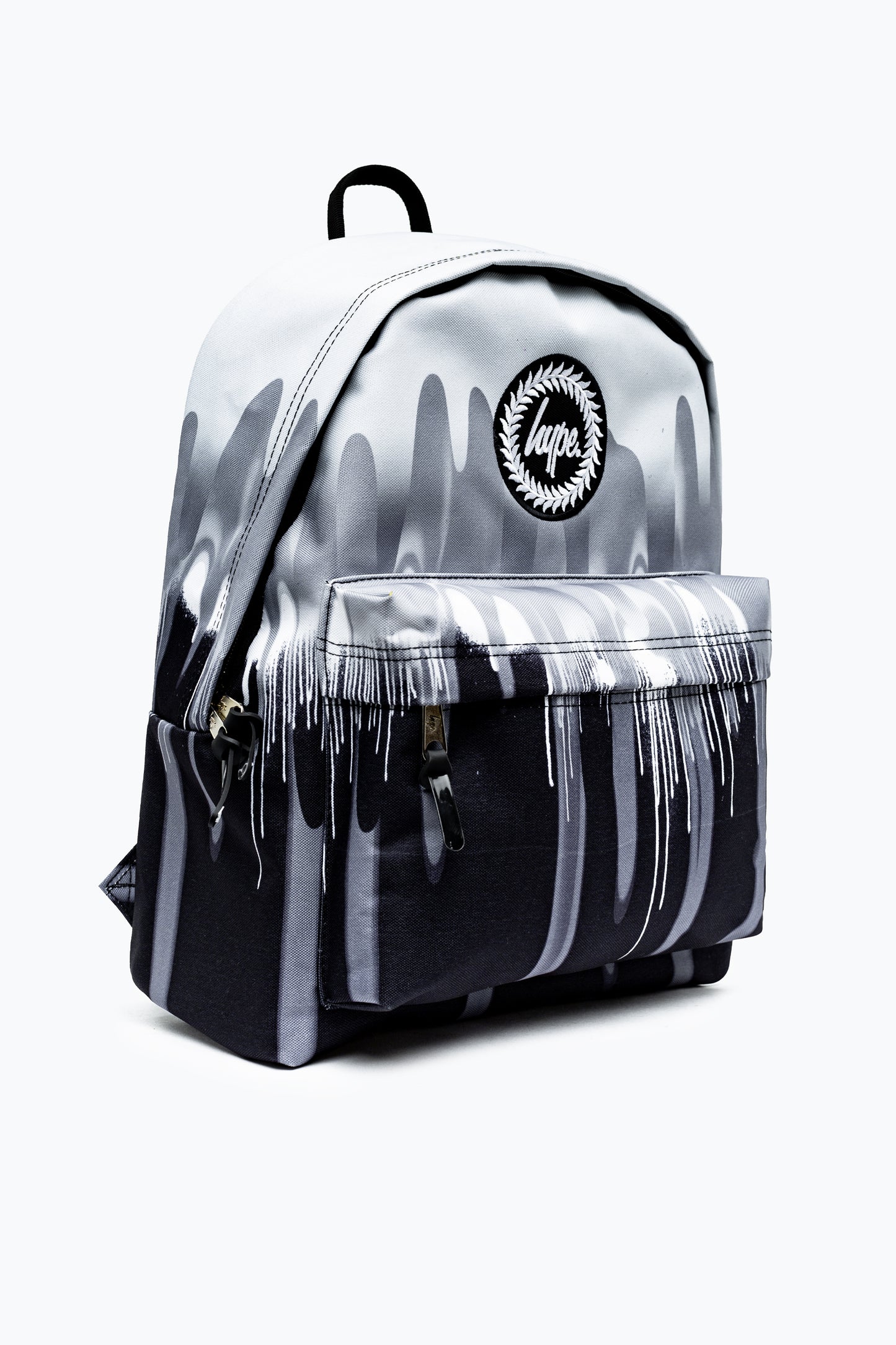 Hype Unisex Mono Gradient Drips Crest Backpack