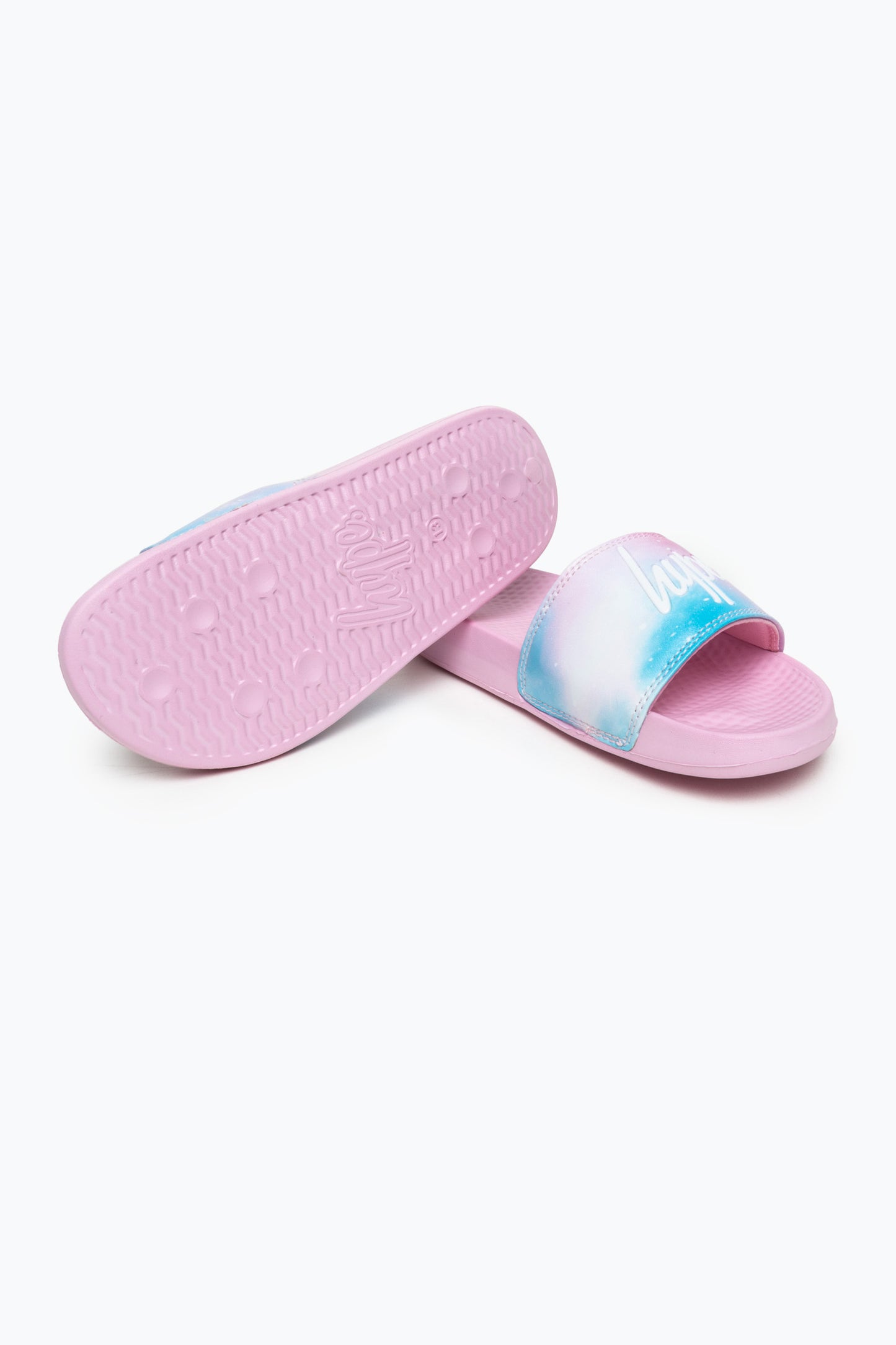 Hype Kids Unisex Pink Pastel Fade Script Sliders