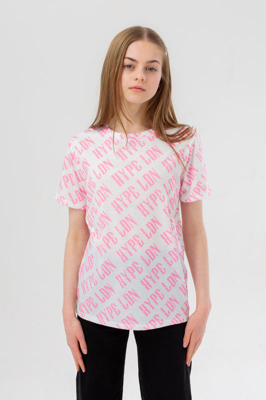 Hype Girls Pink Gothic Repeat T-Shirt