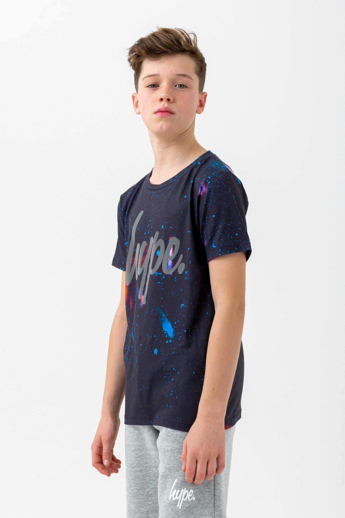 Hype Boys Black Midnight Art Script T-Shirt