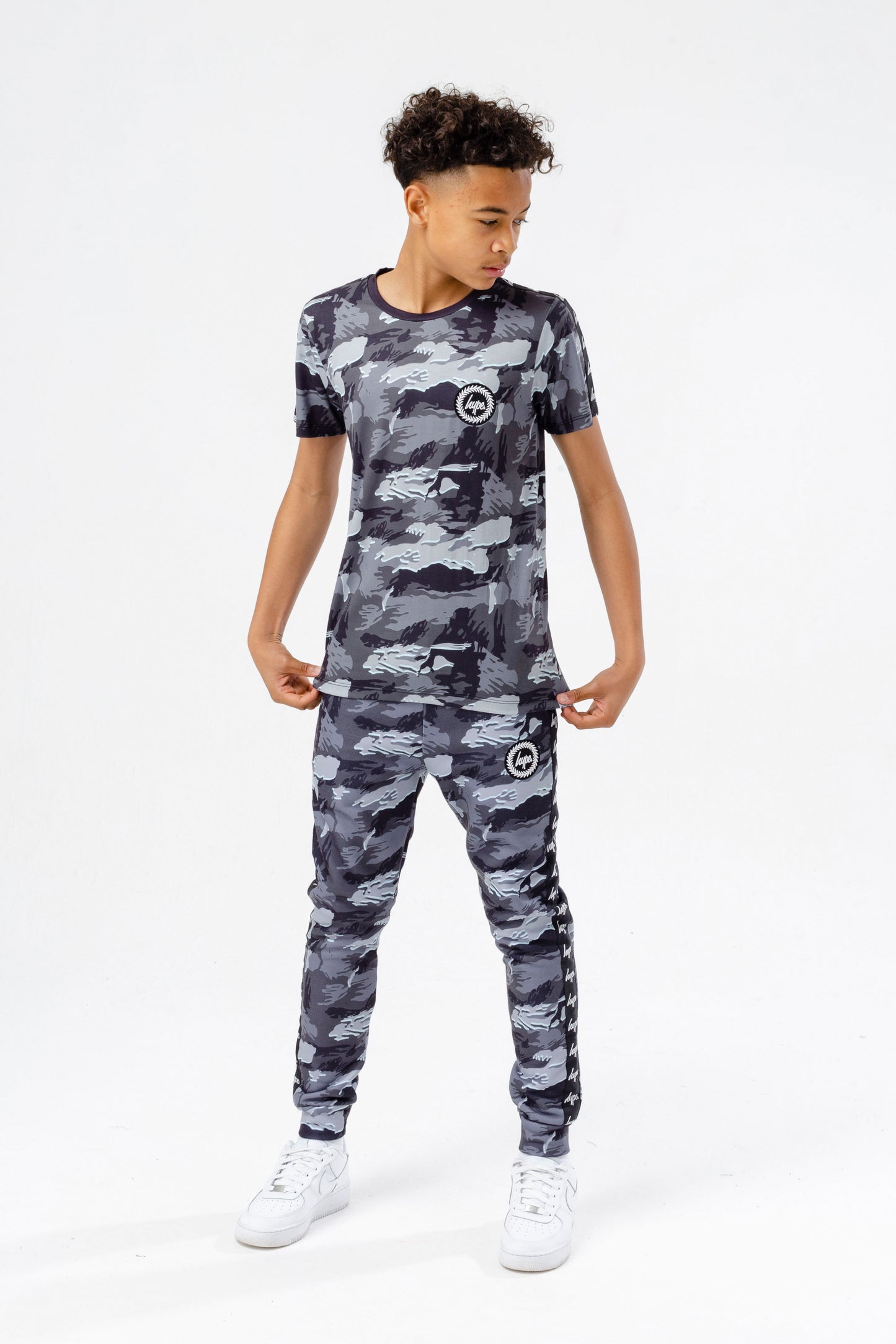 Hype Boys Grey Gloom Camo Crest T-Shirt