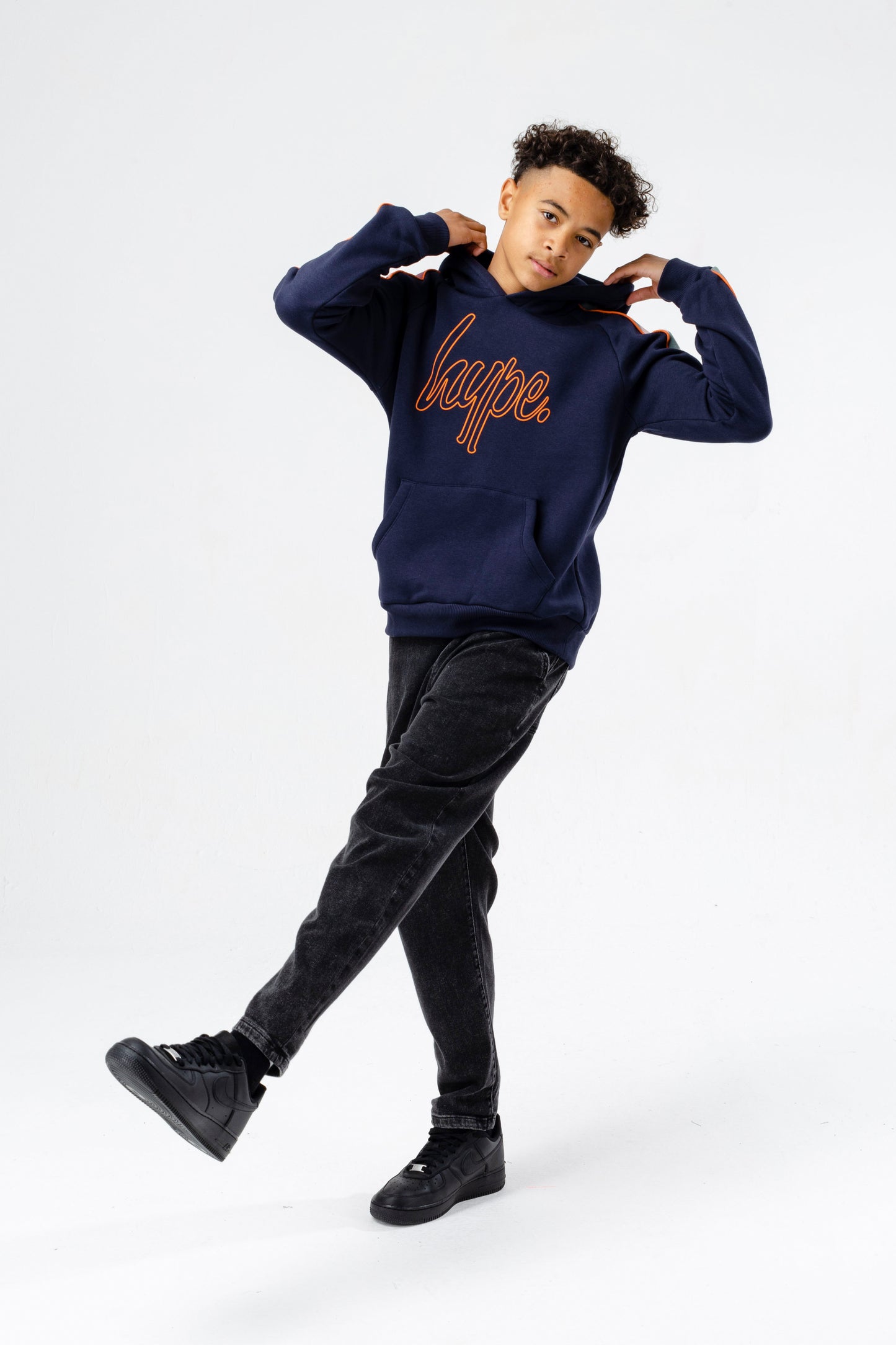 Hype Boys Navy Spring Camo Script Hoodie