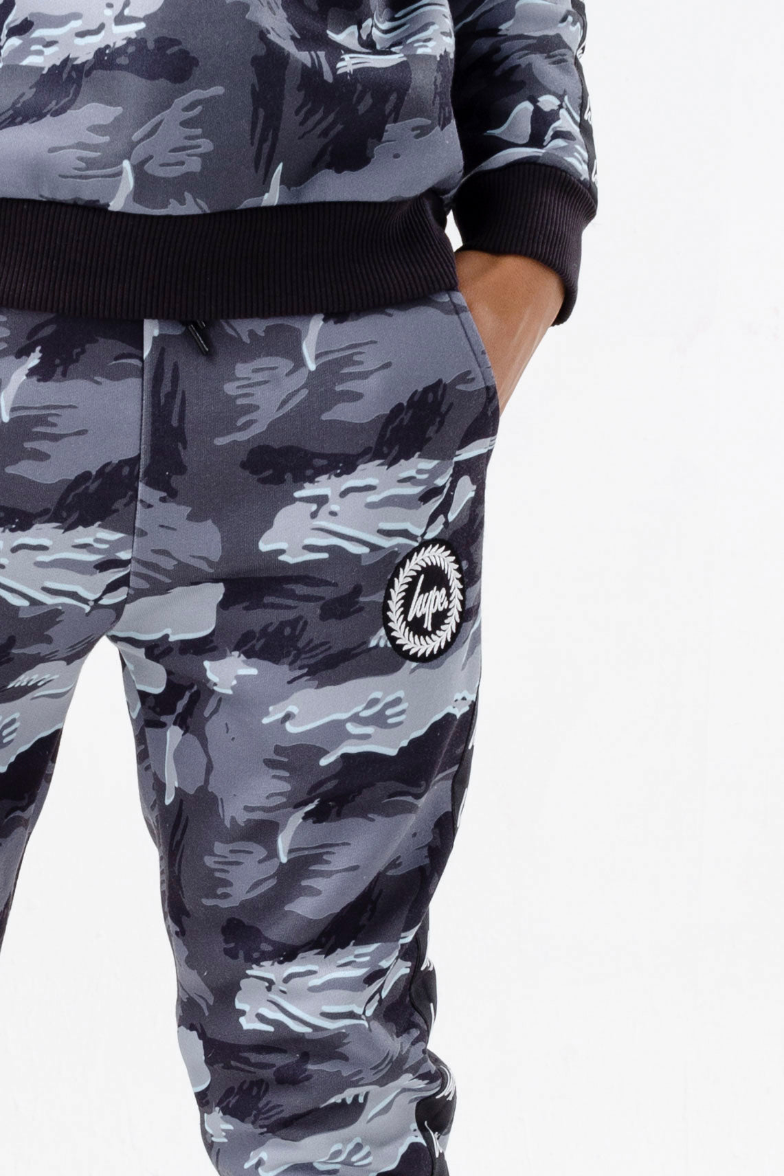 Hype Boys Grey Gloom Camo Crest Joggers