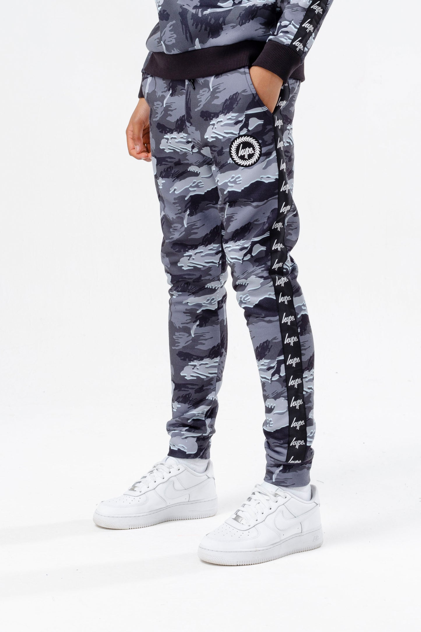 Hype Boys Grey Gloom Camo Crest Joggers