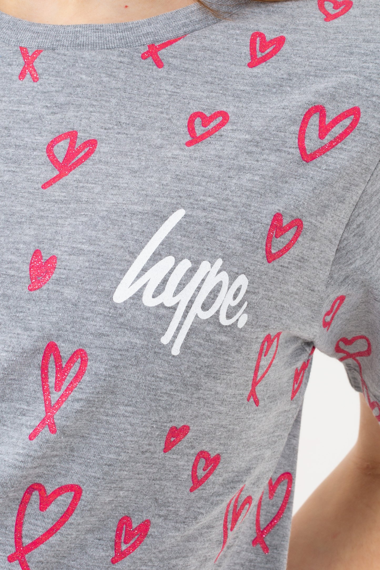 Hype Girls Grey Love Script T-Shirt