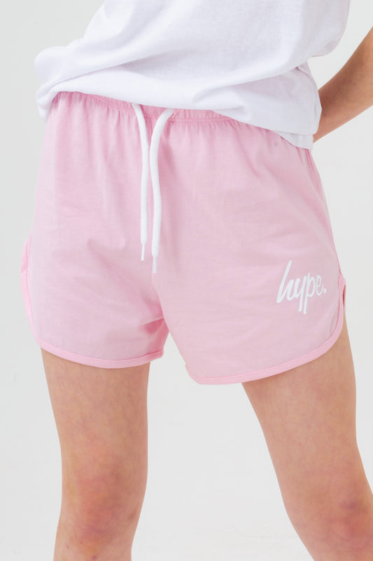 Hype Girls Pink Script Runner Shorts