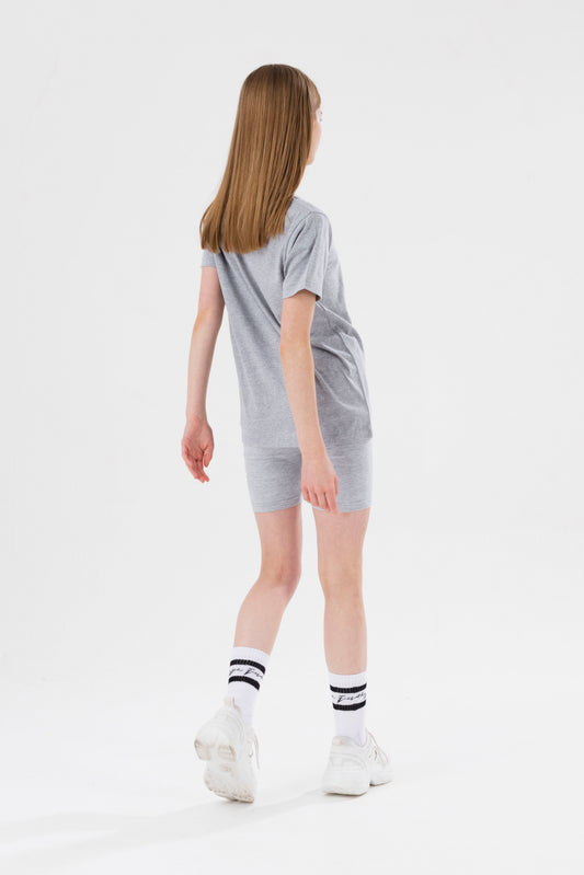 HYPE GIRLS GREY SCRIPT TEE AND SHORTS SET