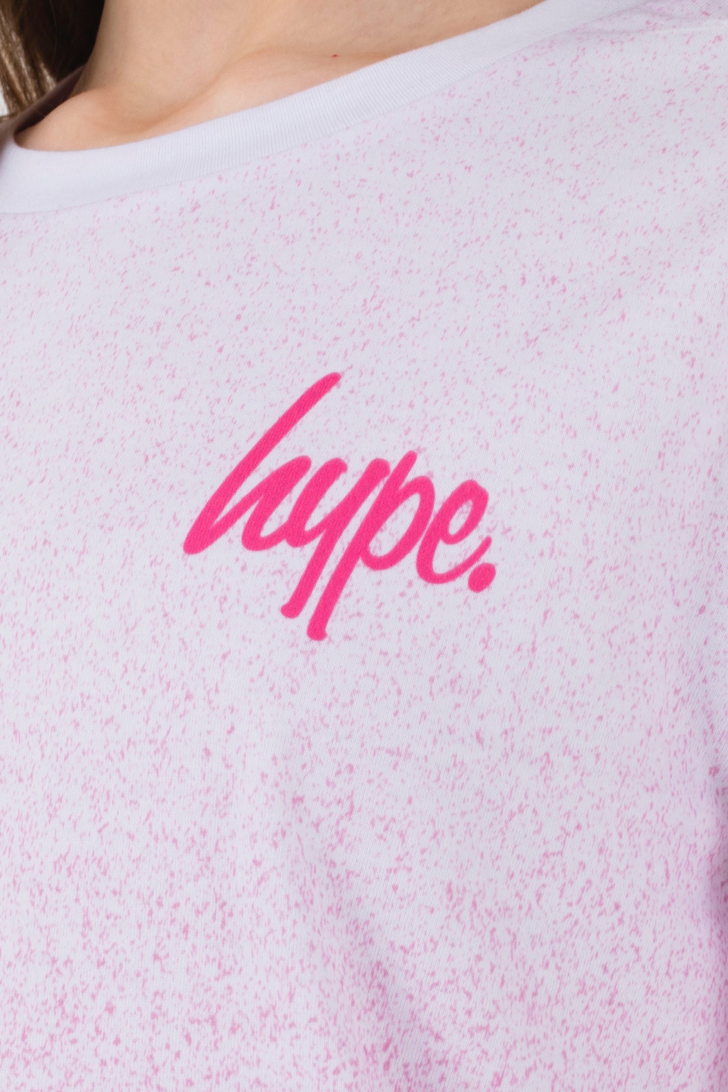 Hype Girls Pink Speckle Fade Script Shorts Pj'S