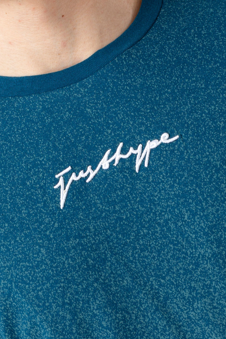 HYPE MENS TEAL SPECKLE FADE SCRIBBLE T-SHIRT