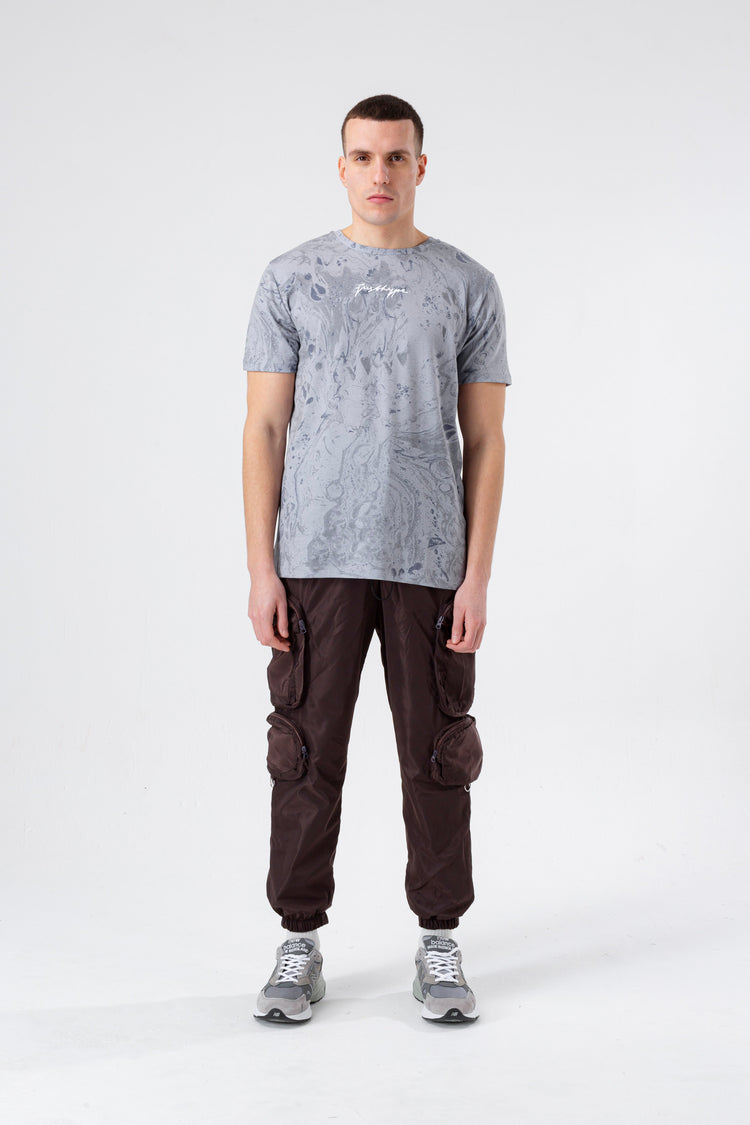 HYPE MENS GREY MINERAL SCRIBBLE T-SHIRT
