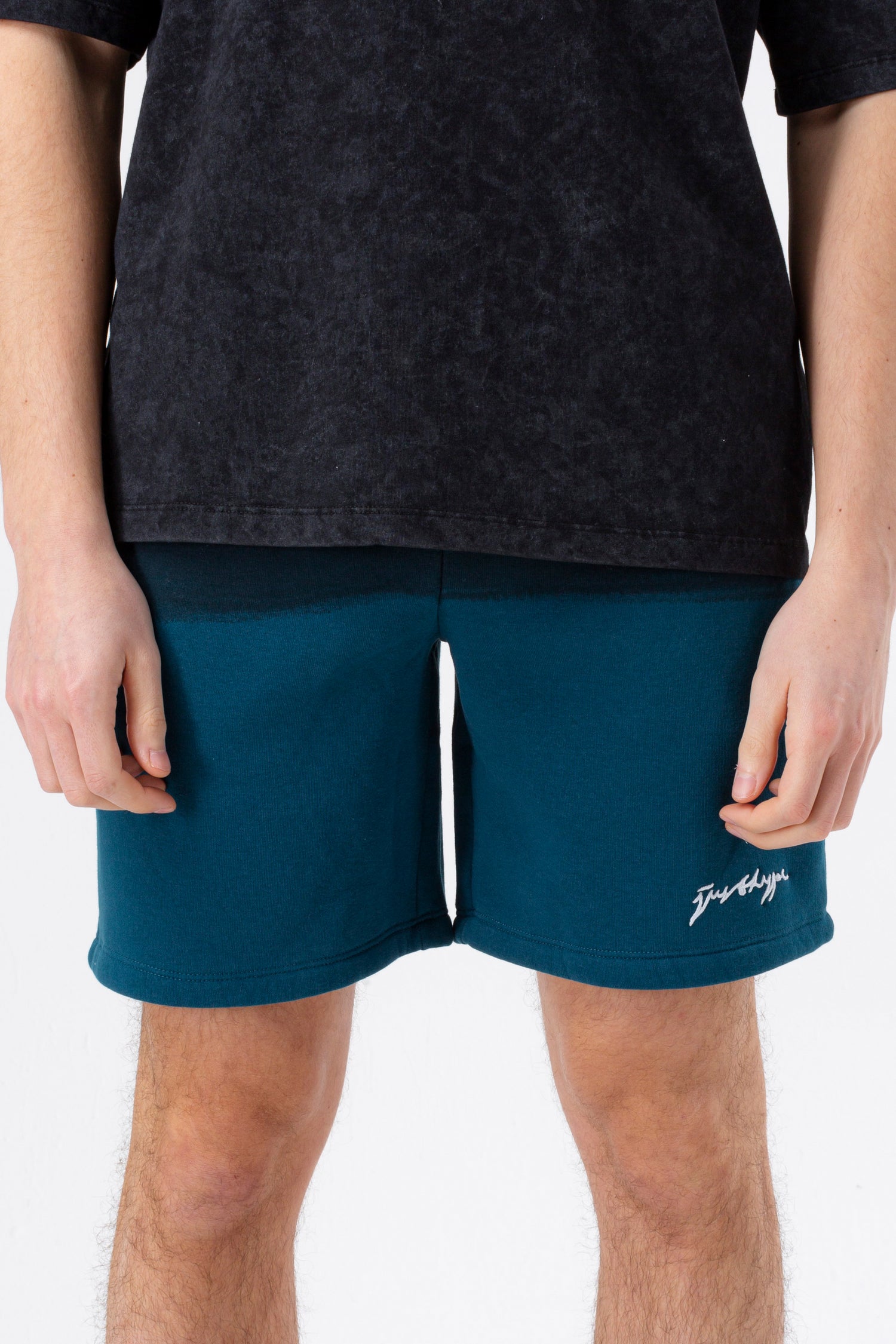 HYPE MENS TEAL FADE SCRIBBLE SHORTS