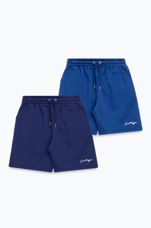 Hype Mens 2 Pack Blue Scribble Shorts