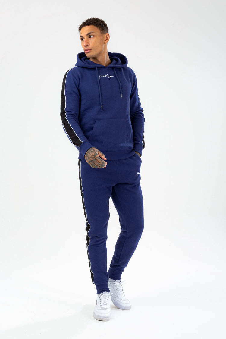 HYPE MENS NAVY ILFORD SCRIBBLE HOODIE & JOGGERS SET