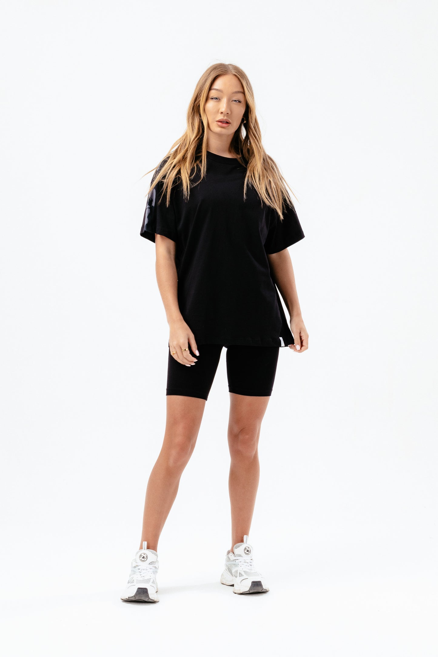 Hype Womens Black Leopard Label Boxy T-Shirt