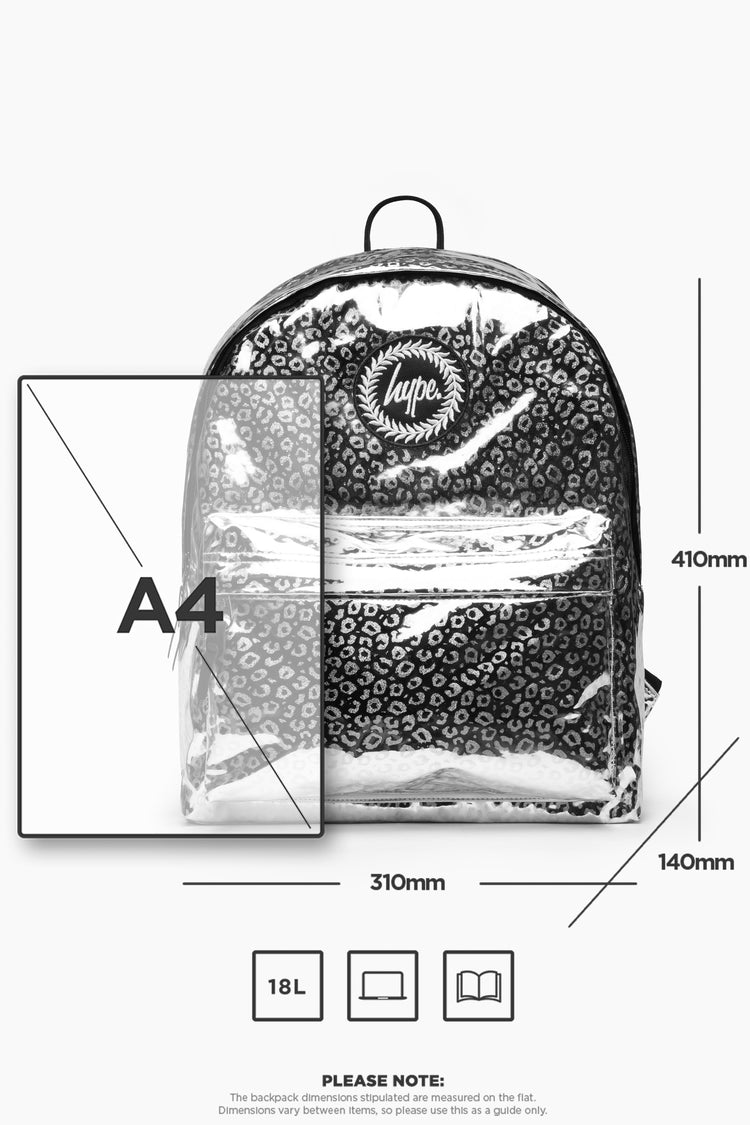 HYPE UNISEX SILVER HOLOGRAPHIC LEOPARD CREST BACKPACK