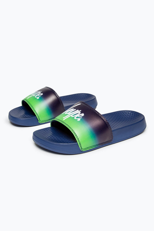 Hype Kids Unisex Green Lime Fade Script Sliders