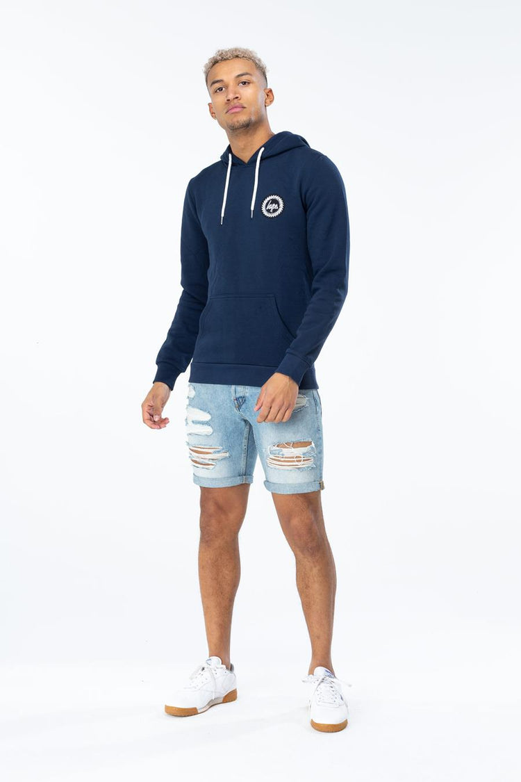 HYPE NAVY CREST MENS PULLOVER HOODIE