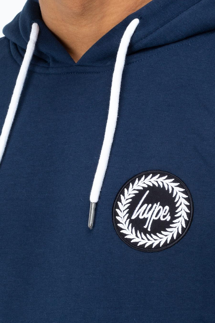 HYPE NAVY CREST MENS PULLOVER HOODIE