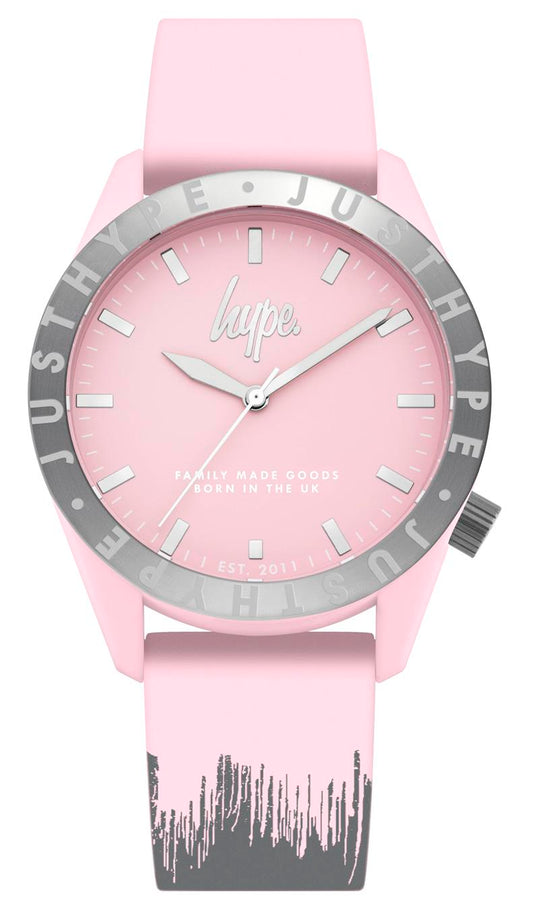 HYPE BABY PINK AND GREY PAINT DRIP KIDS WATCH